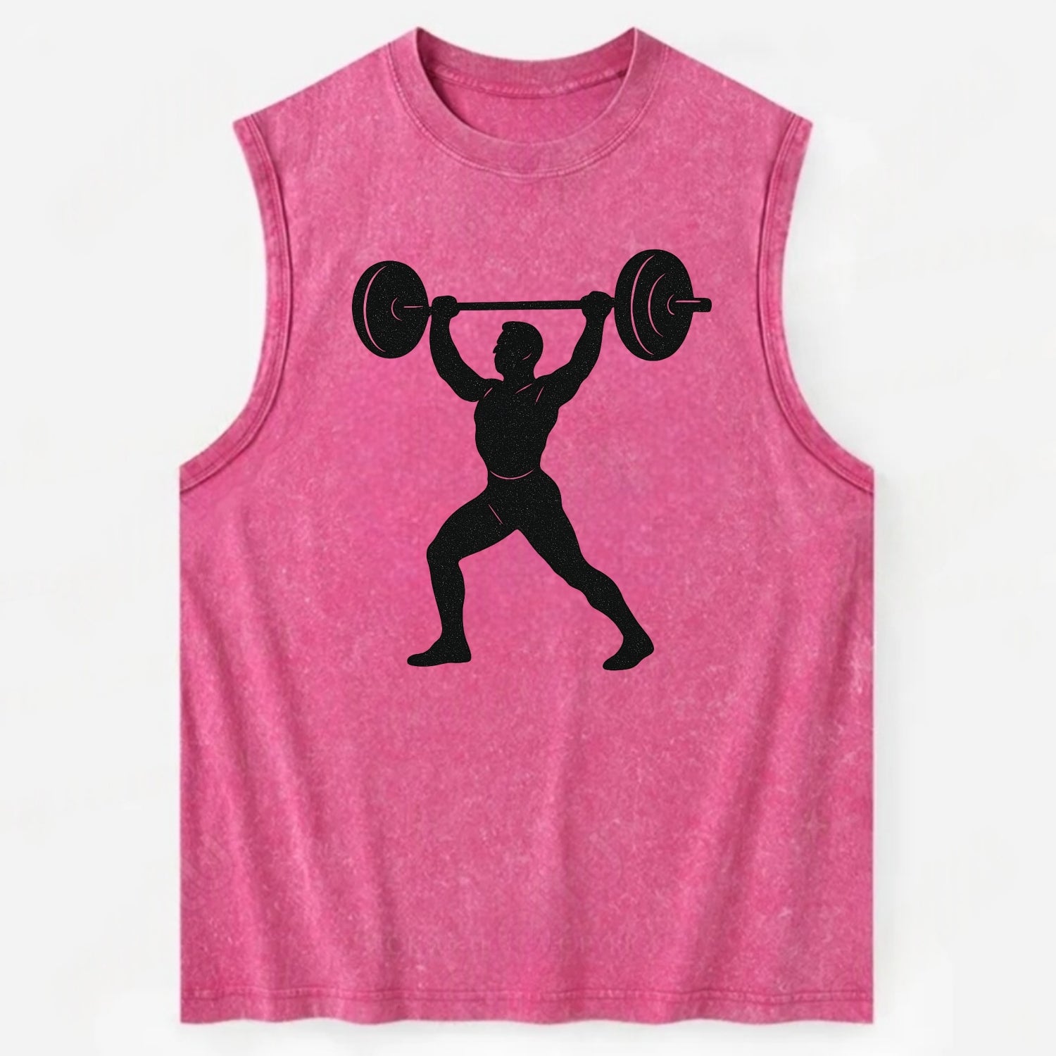 Weightlifter lifting barbell overhead - Vintage Washed Tank - Pink