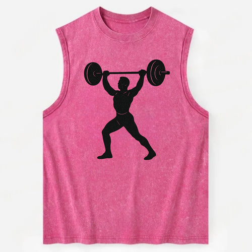 Weightlifter lifting barbell overhead - Vintage Washed Tank