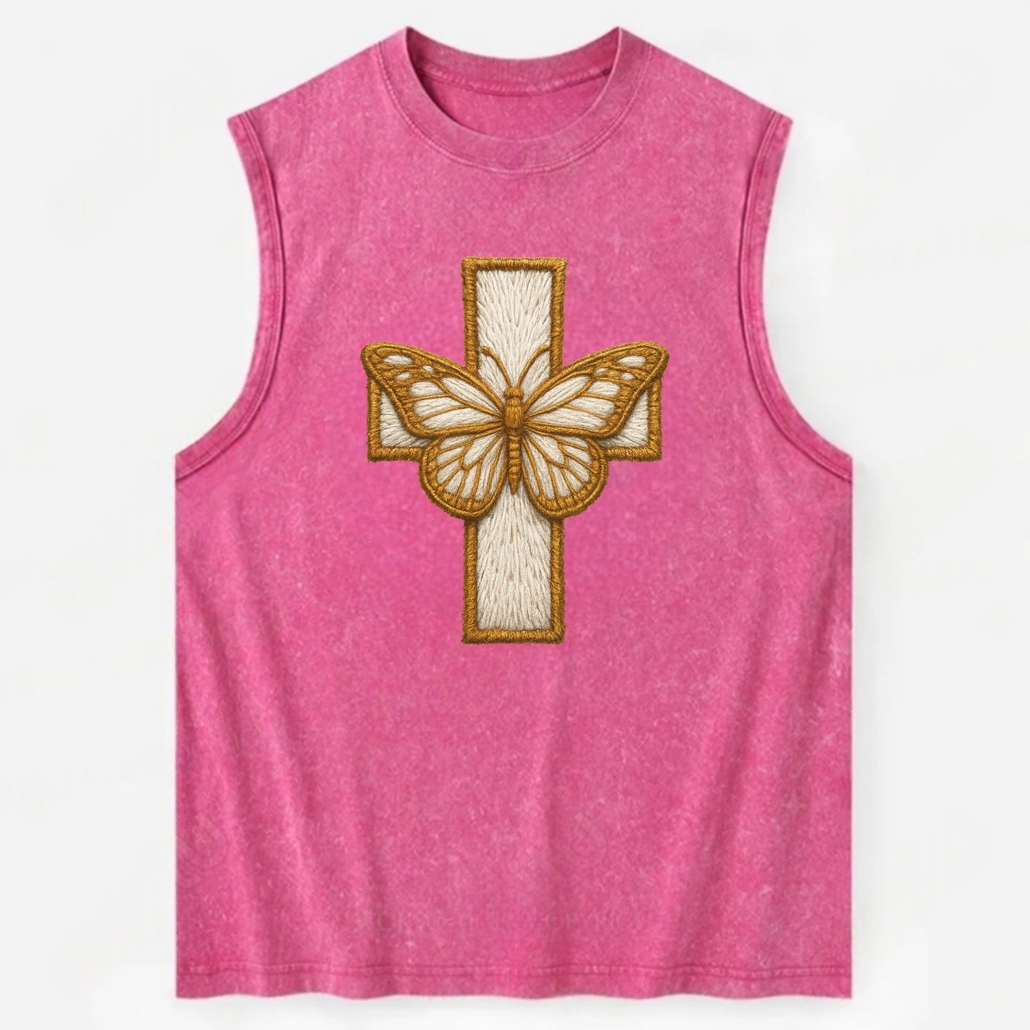 Resurrection Cross  - Vintage Washed Tank - Pink