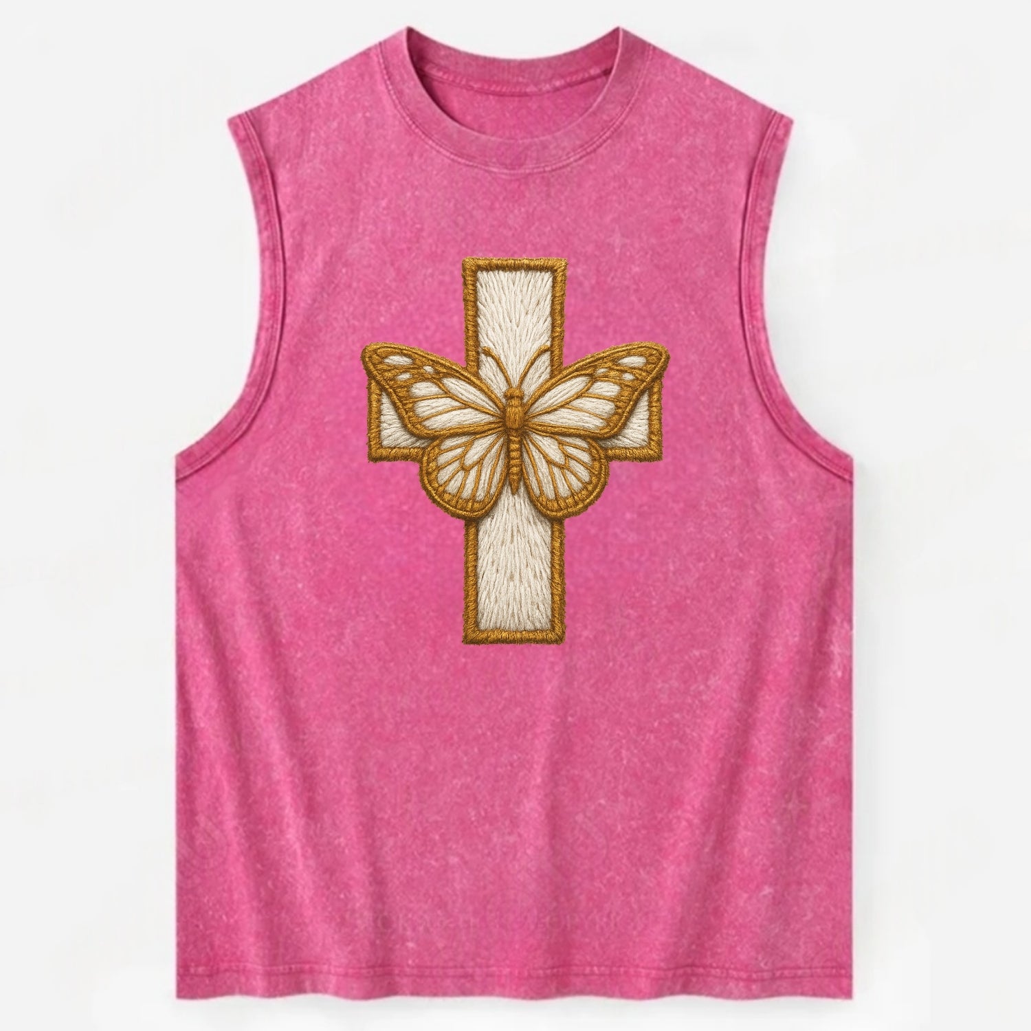 Resurrection Cross  - Vintage Washed Tank - Pink
