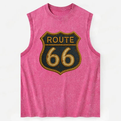 Route 66  - Vintage Washed Tank - Pink