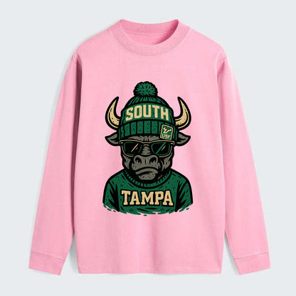 Tampa Bull wearing South Florida beanie with USF patch - Classic Long Sleeve Shirt - Pink