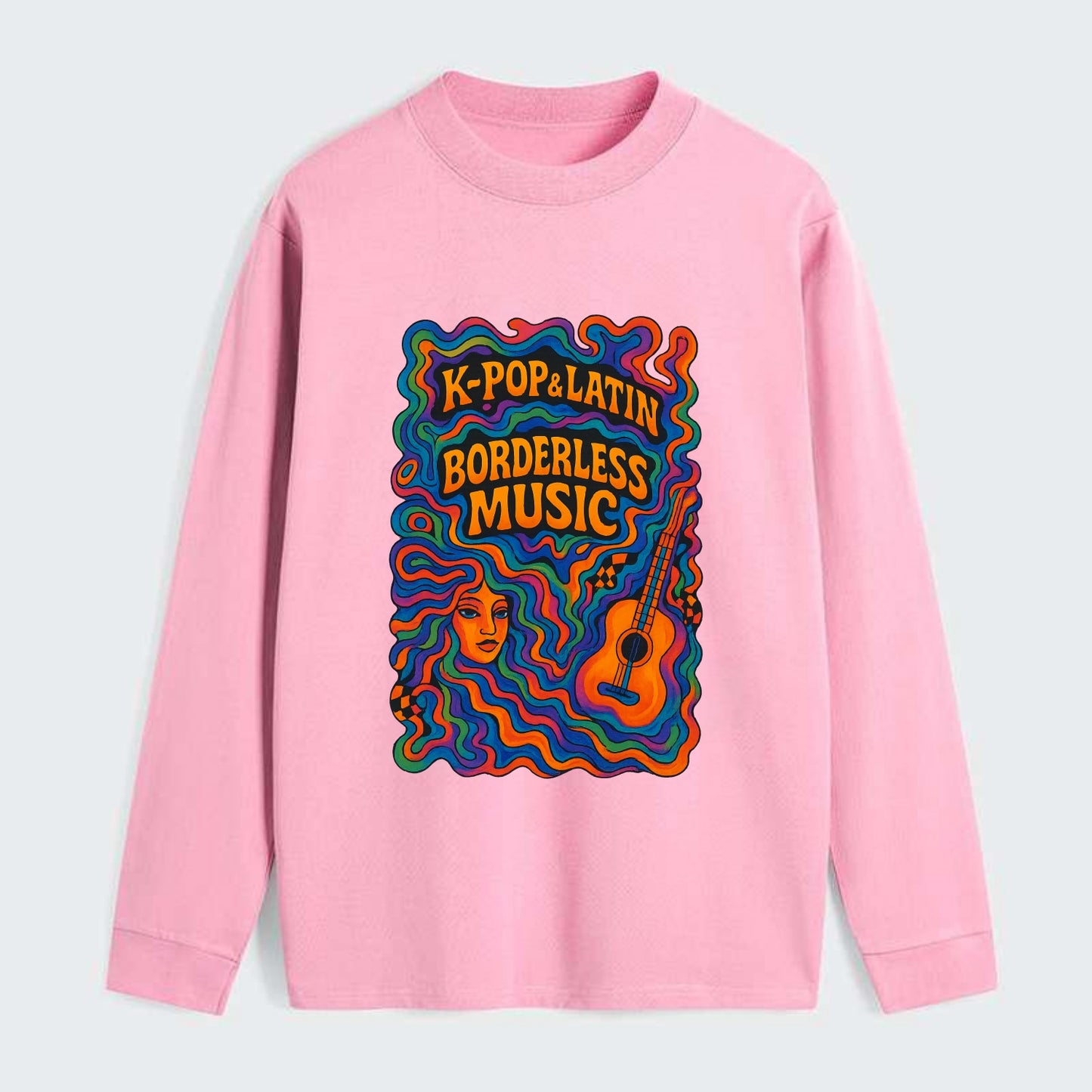 K-Pop and Latin fusion explosion - "Borderless Music" - cross-cultural - Classic Long Sleeve Shirt - Pink