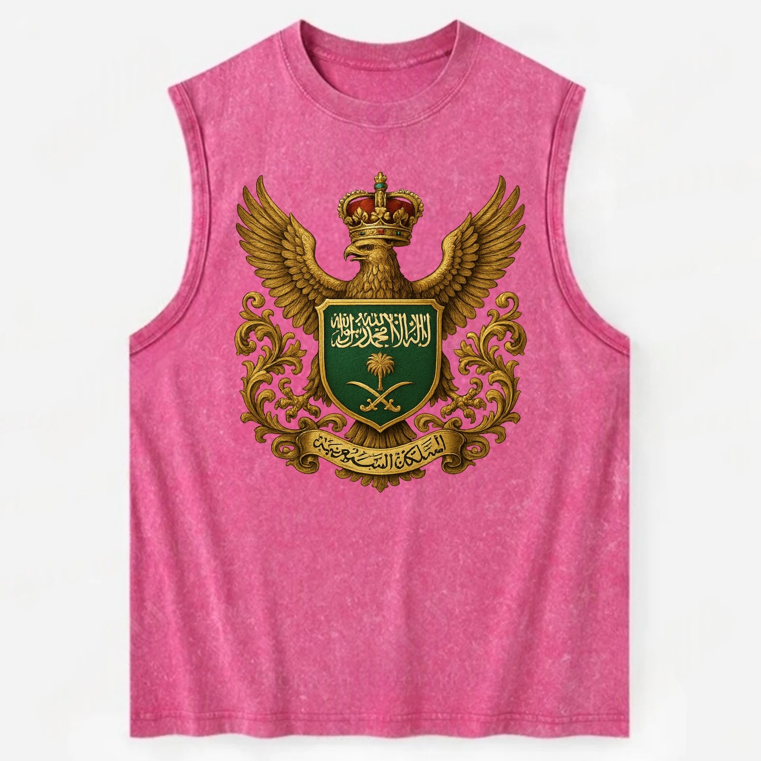Saudi Arabia Heritage Badge  - Vintage Washed Tank - Pink