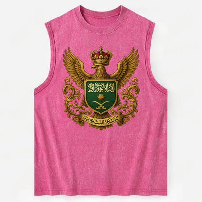 Saudi Arabia Heritage Badge  - Vintage Washed Tank - Pink