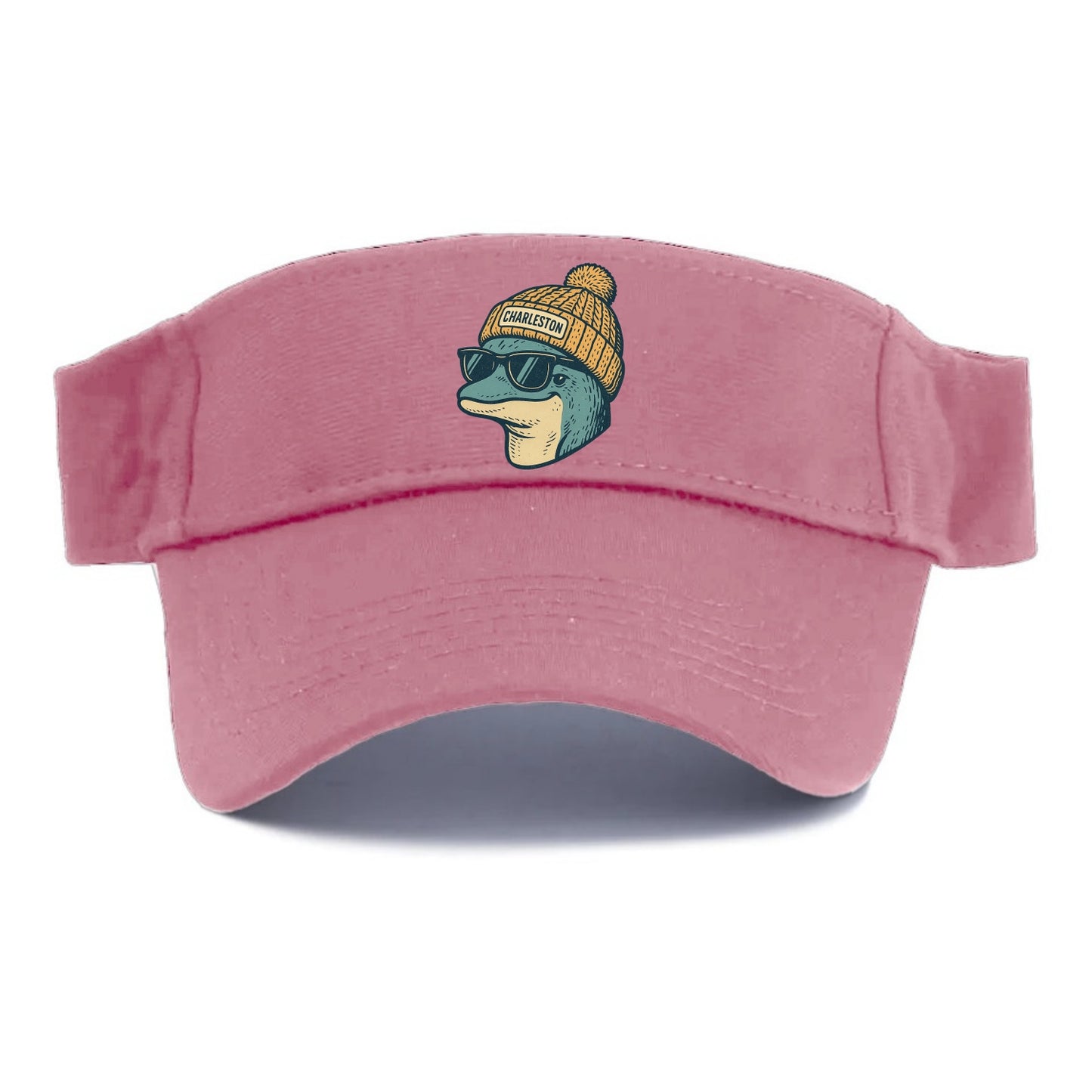 Charleston Dolphin wearing Charleston beanie with pom pom and wayfarer sunglasses - Visor - Pink