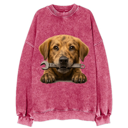 Mechanic Dog  - Vintage Sweatshirt - Pink