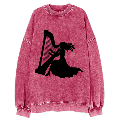 Harpist playing ethereal melody - Vintage Sweatshirt - Pink