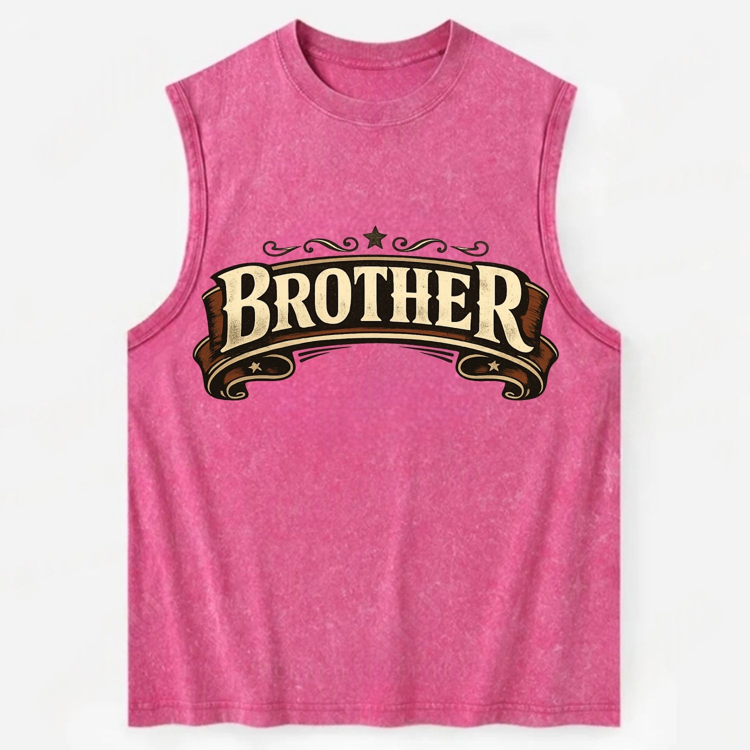 Bold typography design - "BROTHER" - male bond, brotherhood - Vintage Washed Tank - Pink
