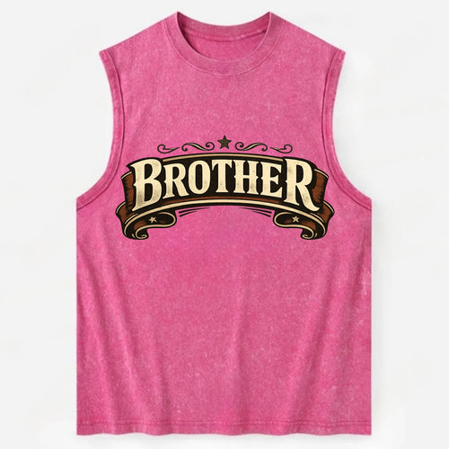 Bold typography design - BROTHER - male bond, brotherhood - Vintage Washed Tank
