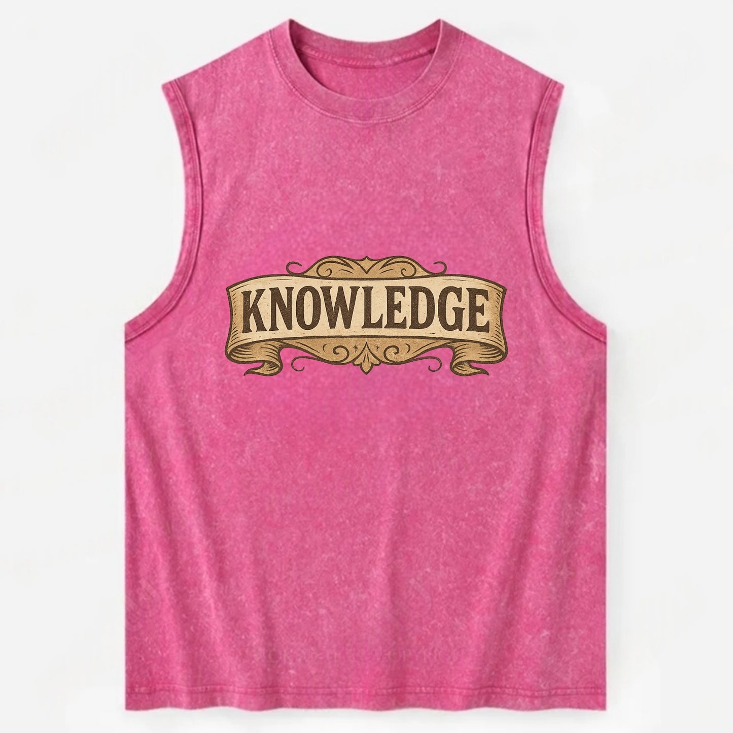 Bold typography design - "KNOWLEDGE" - learning, understanding - Vintage Washed Tank - Pink
