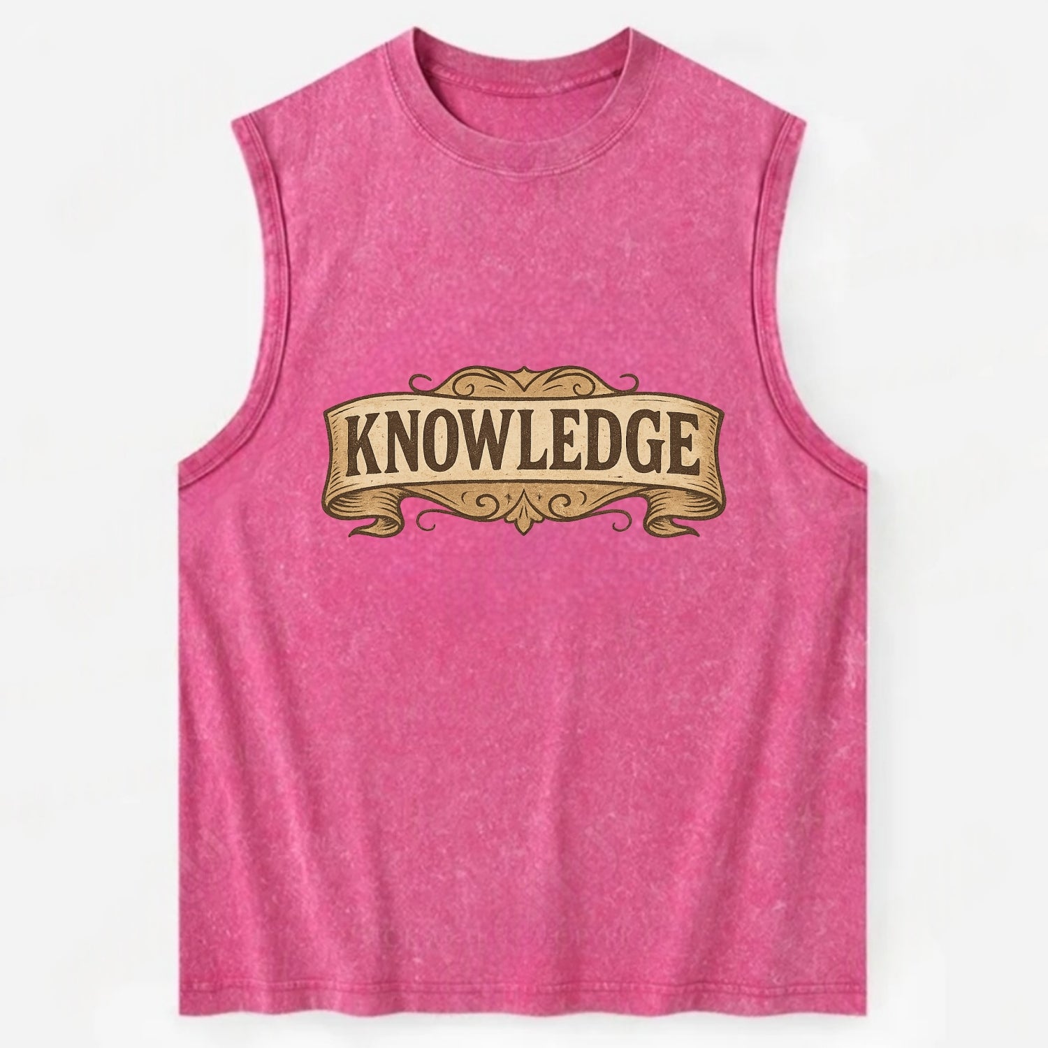 Bold typography design - "KNOWLEDGE" - learning, understanding - Vintage Washed Tank - Pink
