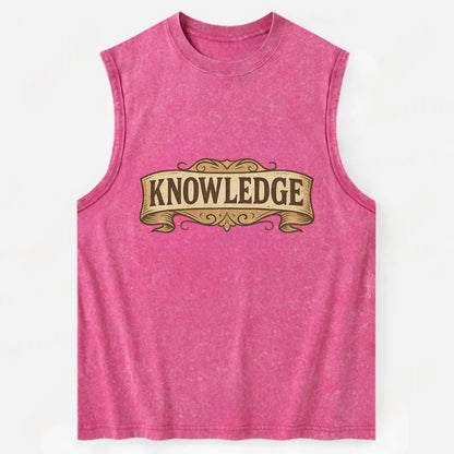 Bold typography design - "KNOWLEDGE" - learning, understanding - Vintage Washed Tank - Pink