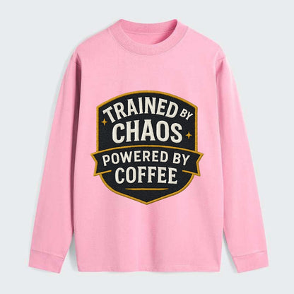 Trained by chaos, powered by coffee - Classic Long Sleeve Shirt - Pink