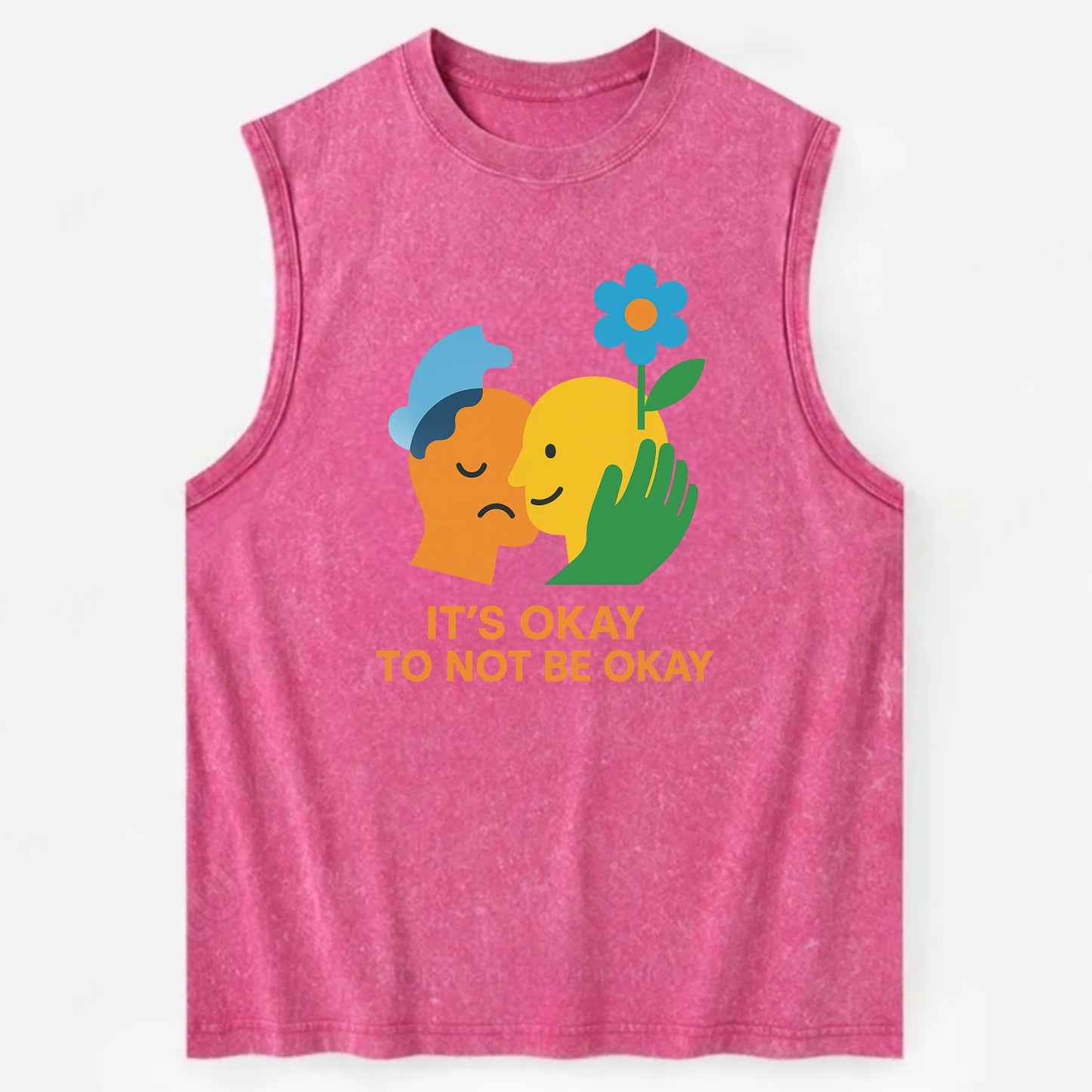 Mental health stigma fading as support grows - "It's Okay to Not Be Okay" - - Vintage Washed Tank - Pink