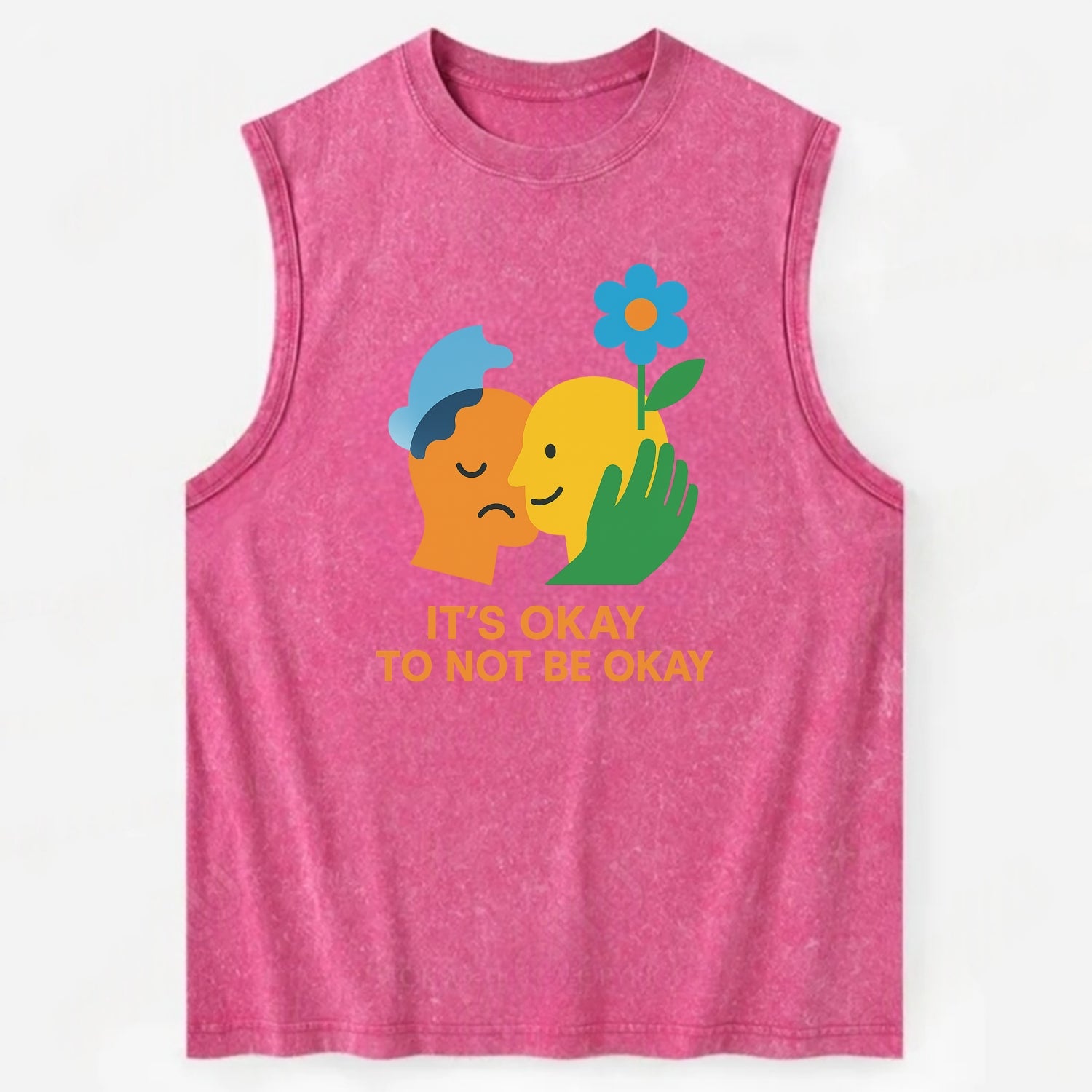 Mental health stigma fading as support grows - "It's Okay to Not Be Okay" - - Vintage Washed Tank - Pink