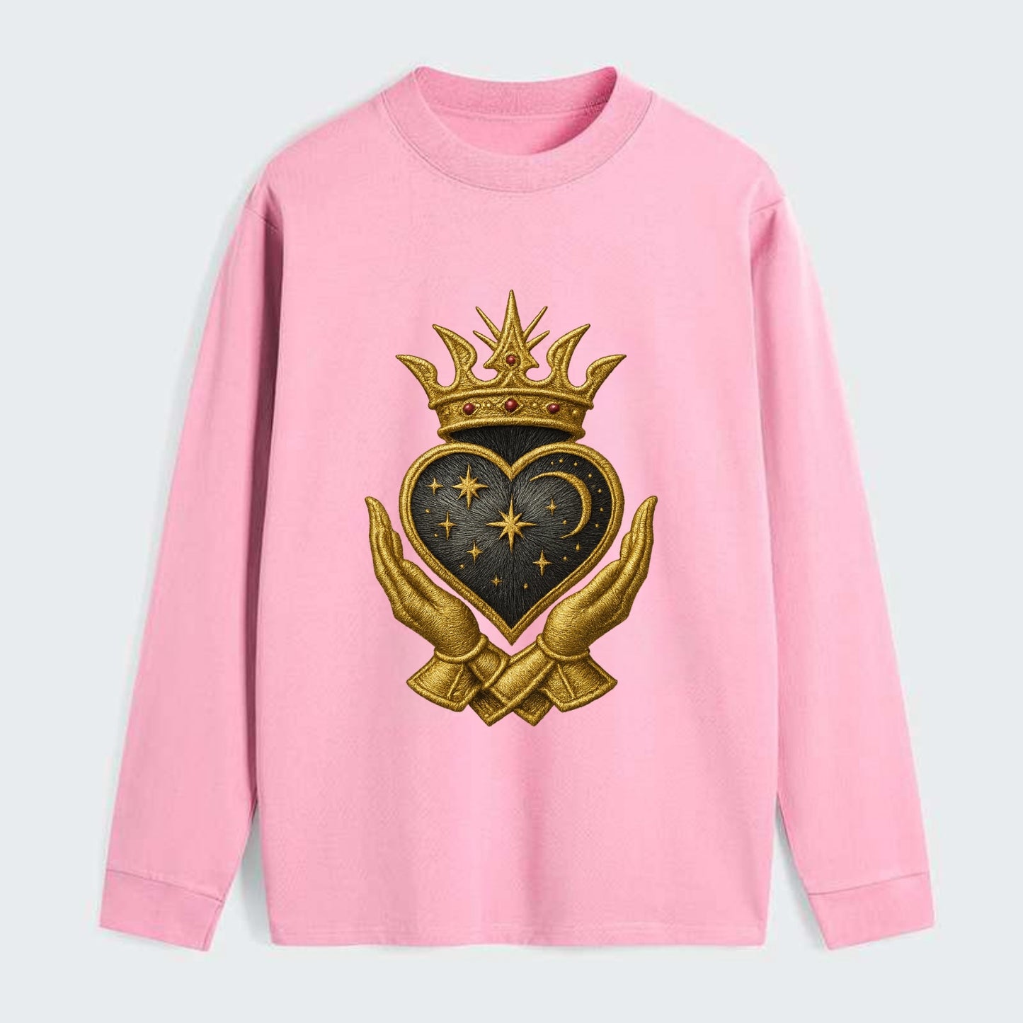 Hammered bronze warrior crown anchoring a dark steel heart with - Classic Long Sleeve Shirt - Pink