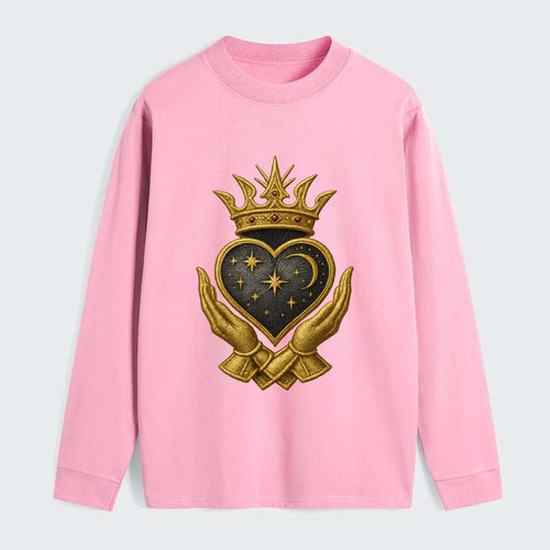 Hammered bronze warrior crown anchoring a dark steel heart with - Classic Long Sleeve Shirt