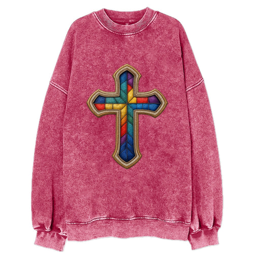 Stained Glass Cross  - Vintage Sweatshirt