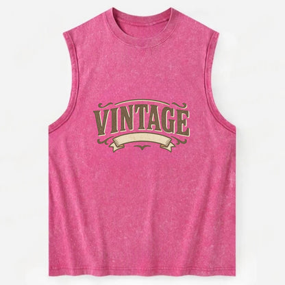 Bold typography design - "CENTERED" - aligned, focused, balanced within - Vintage Washed Tank - Pink