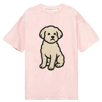 Maltipoo - White curly sitting pose - Cl Classic T-shirt - Pink
