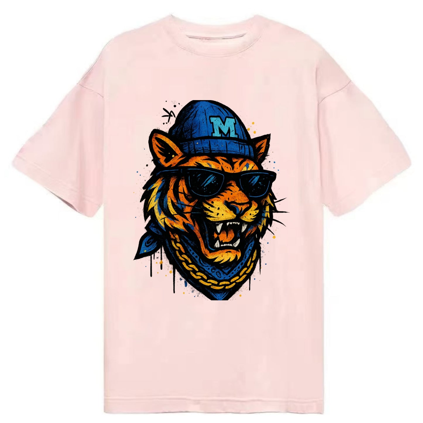 Memphis Tiger wearing Memphis beanie with M patch - Classic T-shirt - Pink