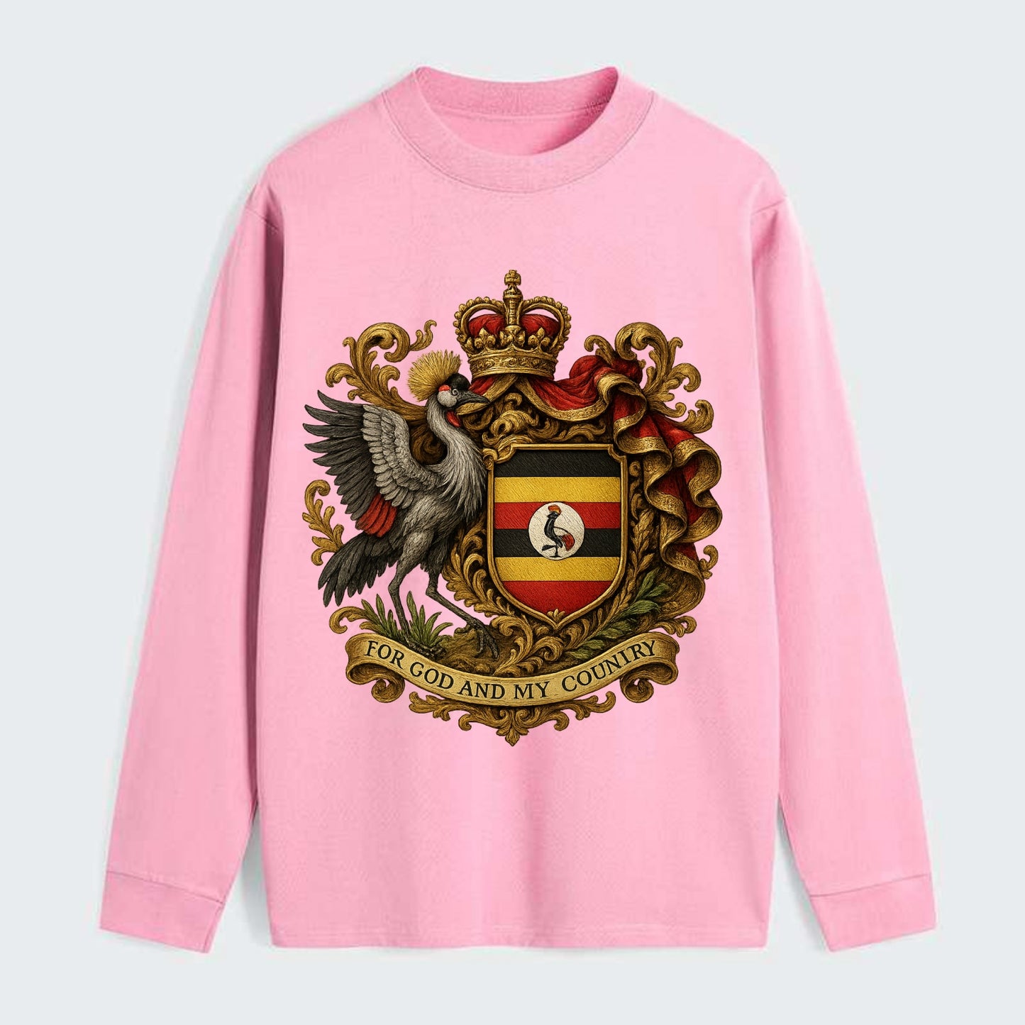 Uganda Crested Crane Emblem - Classic Long Sleeve Shirt - Pink