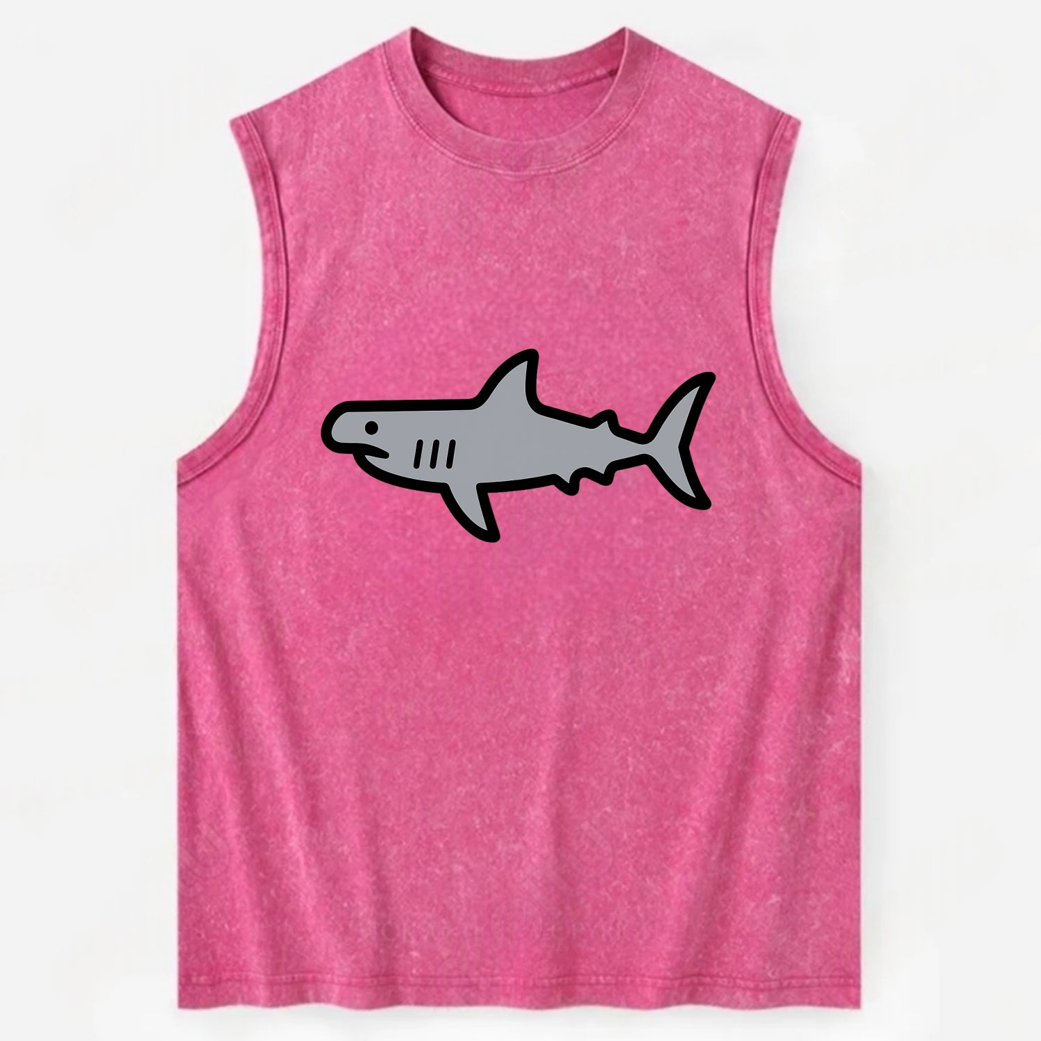 Hammerhead Shark - Gray distinctive head flat side profile - Vintage Washed Tank - Pink