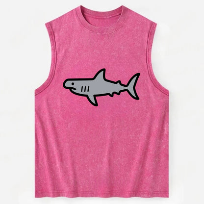 Hammerhead Shark - Gray distinctive head flat side profile - Vintage Washed Tank - Pink