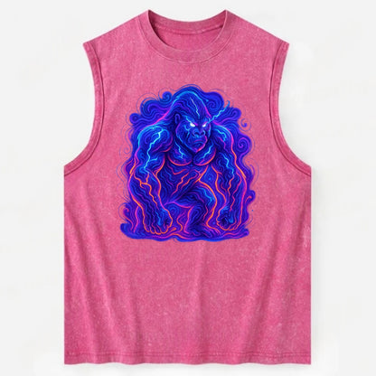 Mighty gorilla with electricity flowing through defined muscles, lightning - Vintage Washed Tank - Pink