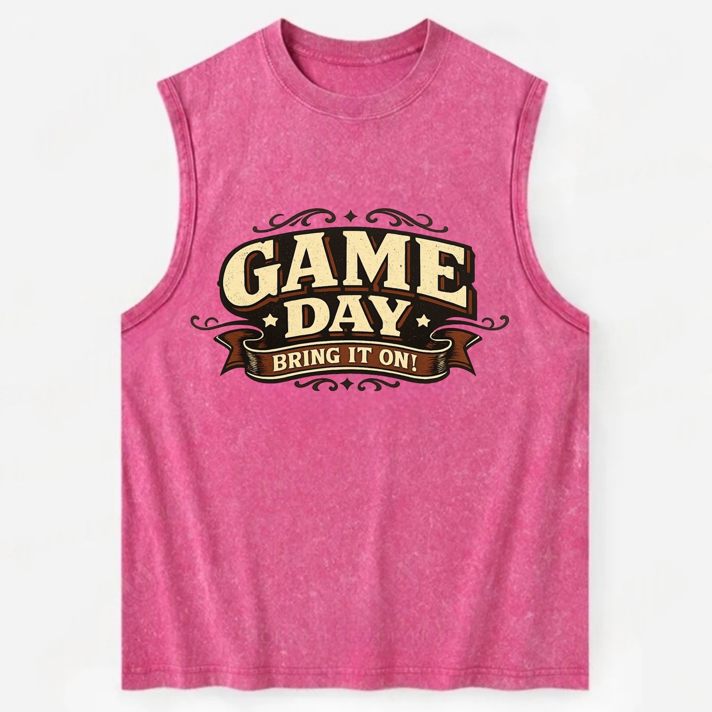 Bold typography design - "GAME DAY" - competition ready, bring it on - Vintage Washed Tank - Pink