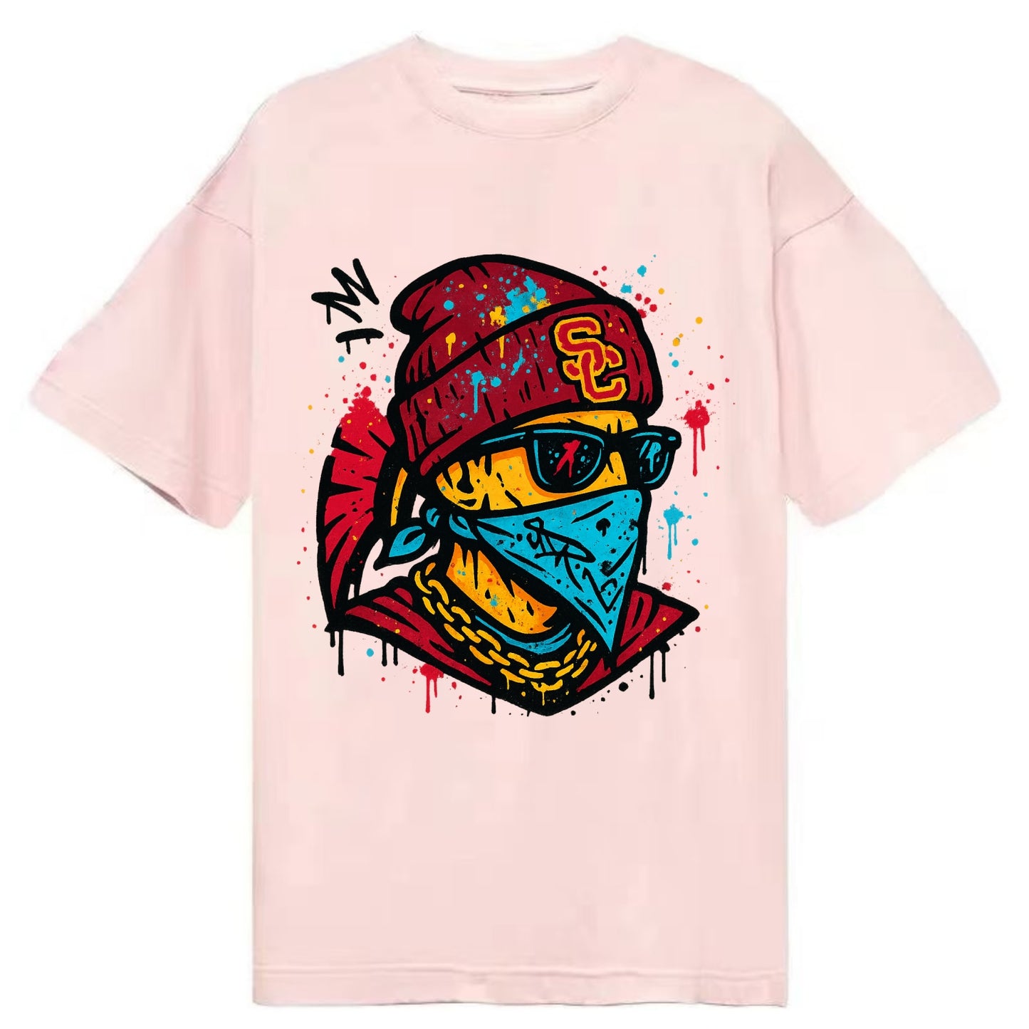 Los Angeles Trojan wearing USC beanie with SC patch - Classic T-shirt - Pink