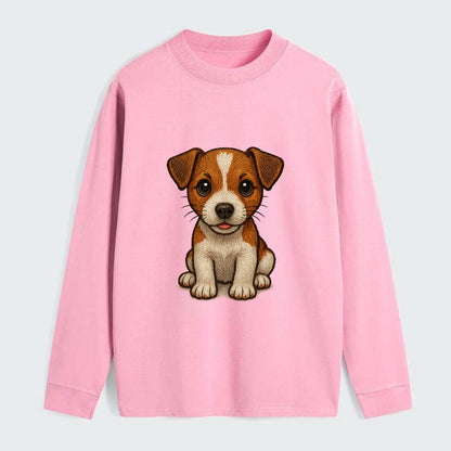 Baby Jack Russell Terrier Puppy - white with markings, alert ears, - Classic Long Sleeve Shirt - Pink