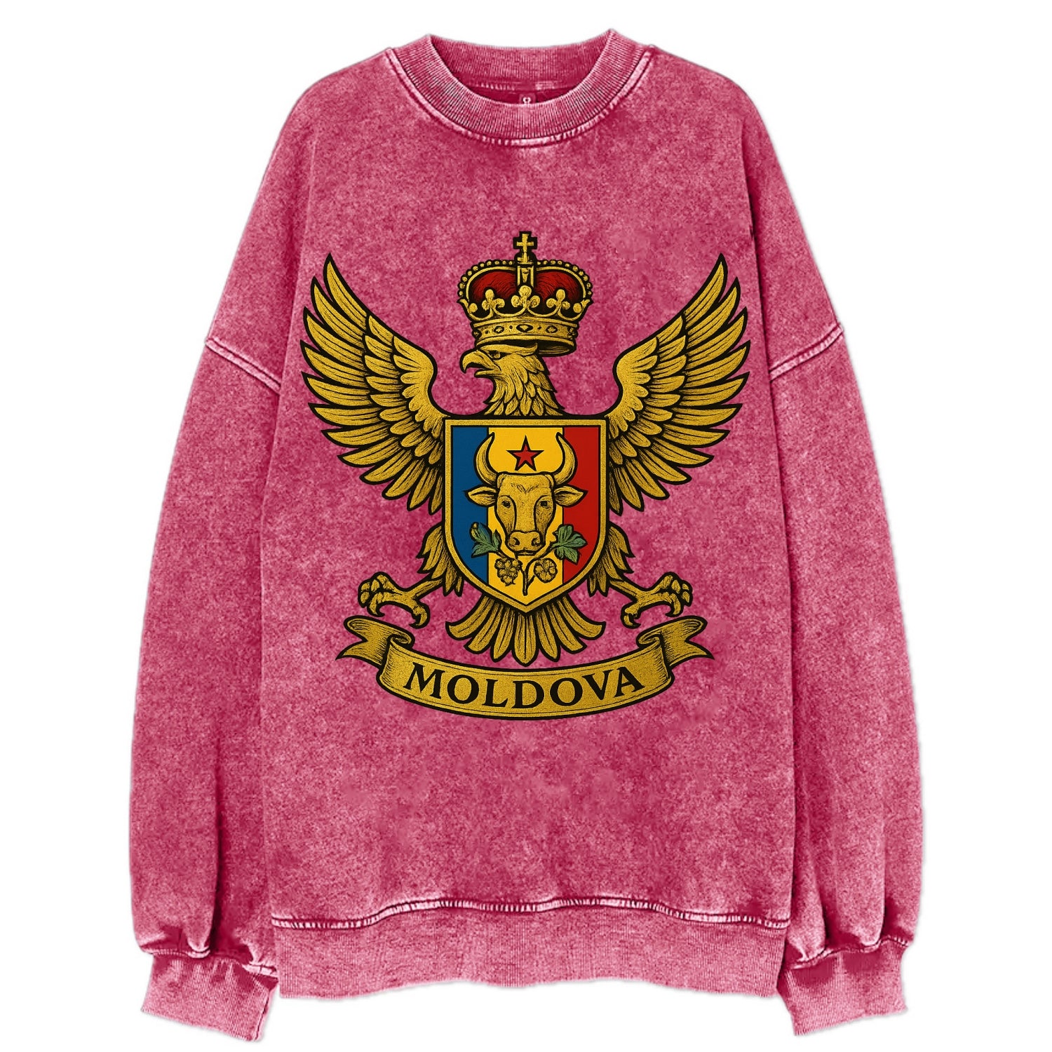 Moldova Heritage Badge  - Vintage Sweatshirt - Pink