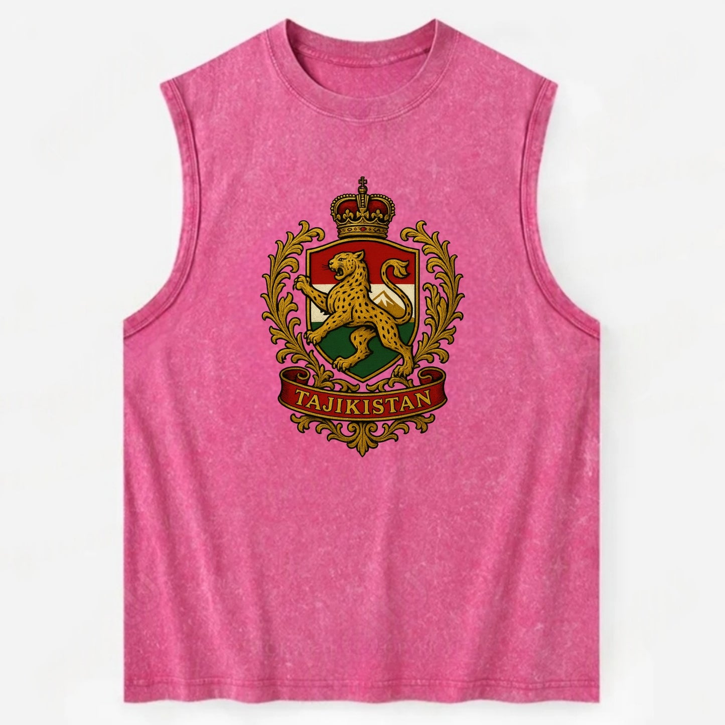 Tajikistan Heritage Badge  - Vintage Washed Tank - Pink