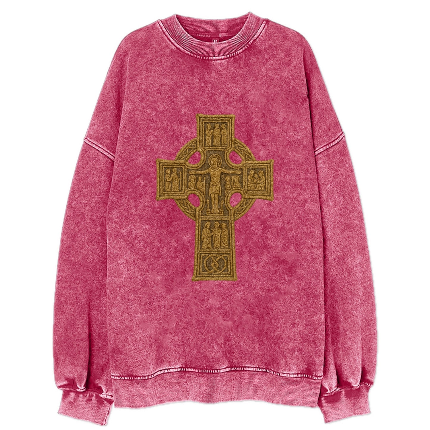 Monasterboice Cross - Vintage Sweatshirt - Pink