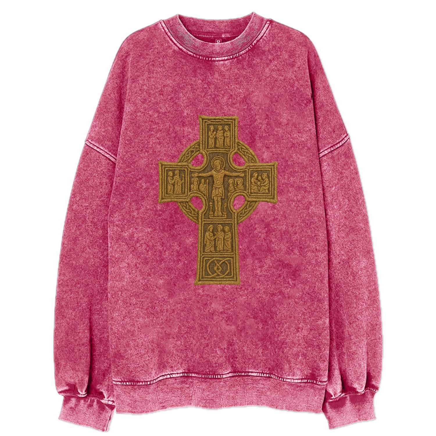 Monasterboice Cross - Vintage Sweatshirt - Pink