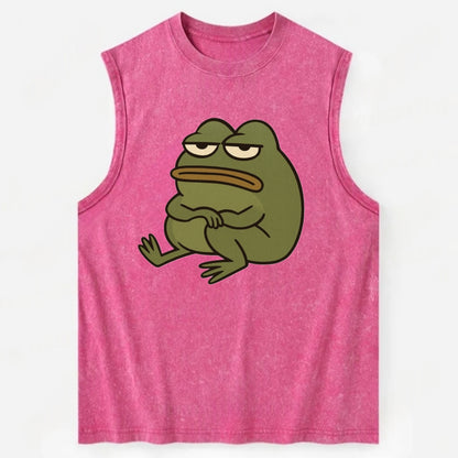 The Frog Judges Silently - Vintage Washed Tank - Pink