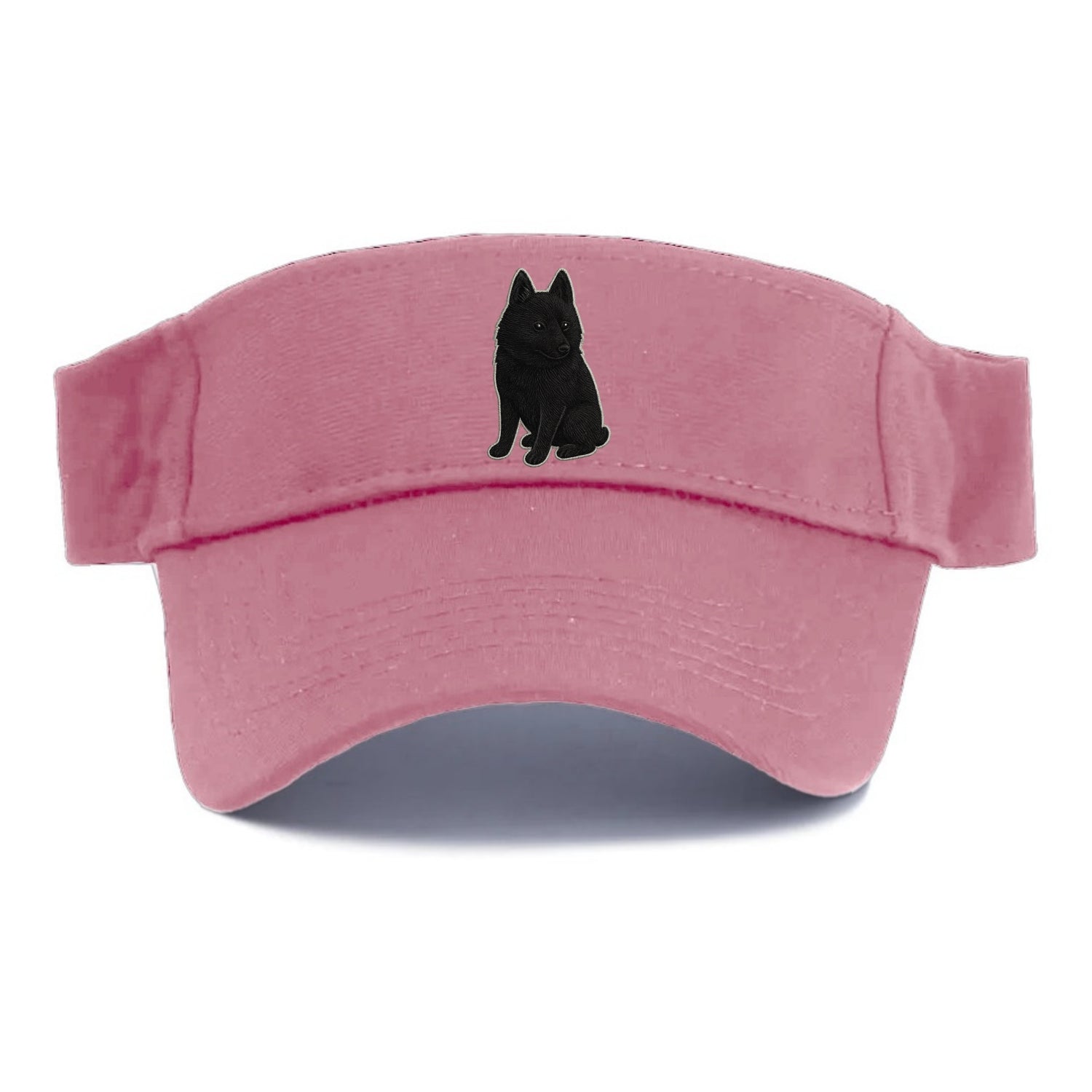 Schipperke - Solid black small embroidered sitting pose - Visor - Pink