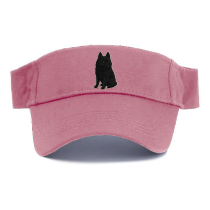 Schipperke - Solid black small embroidered sitting pose - Visor - Pink