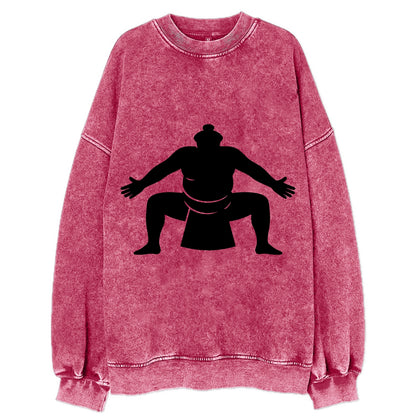 Japanese sumo wrestler ceremonial stance - Vintage Sweatshirt - Pink