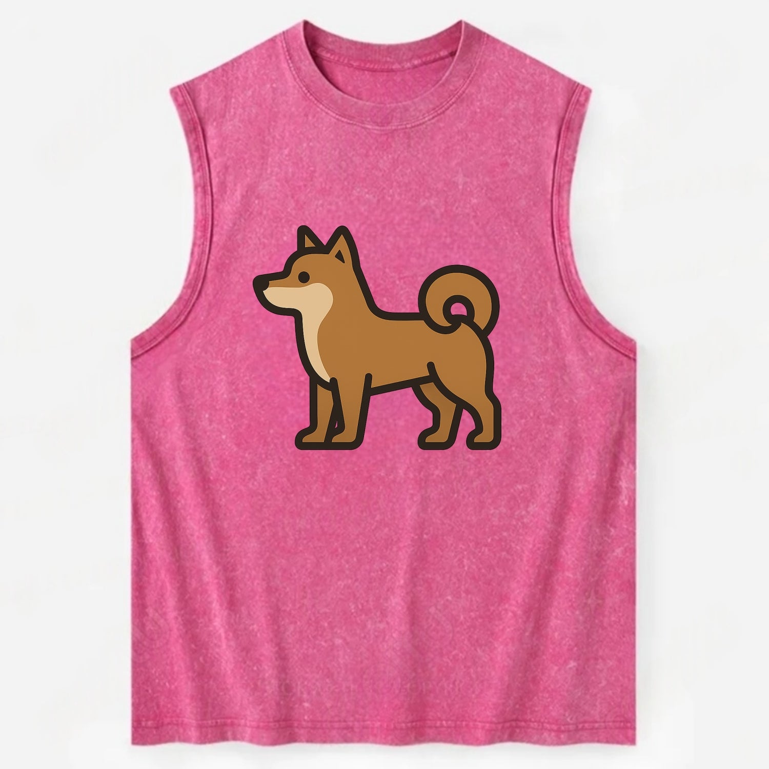 Shiba Inu - Red sesame flat side profile - Vintage Washed Tank - Pink
