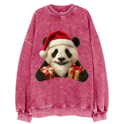 Santa Panda  - Vintage Sweatshirt - Pink