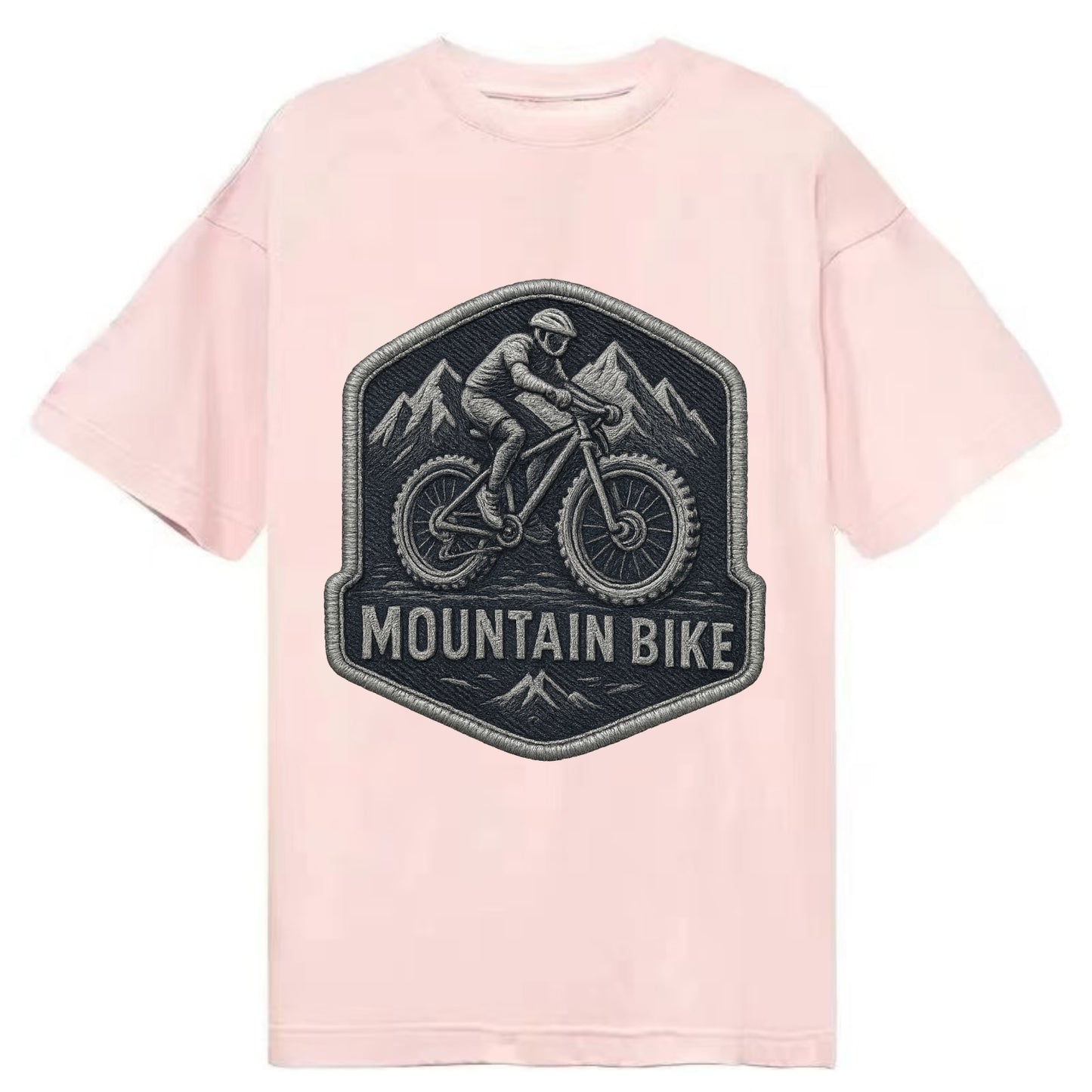 Mountain bike with rugged tires - cyclist badge - Classic T-shirt - Pink