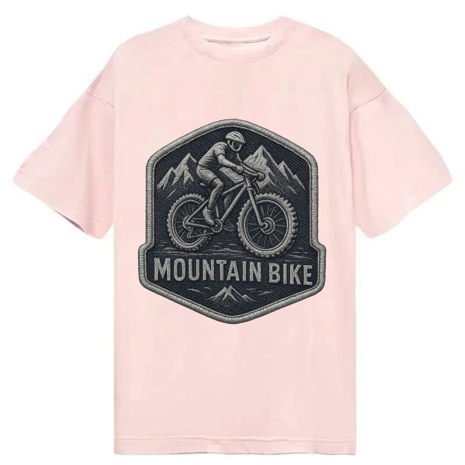 Mountain bike with rugged tires - cyclist badge - Classic T-shirt - Pink