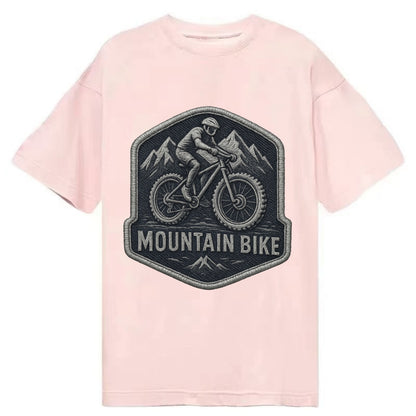 Mountain bike with rugged tires - cyclist badge - Classic T-shirt - Pink