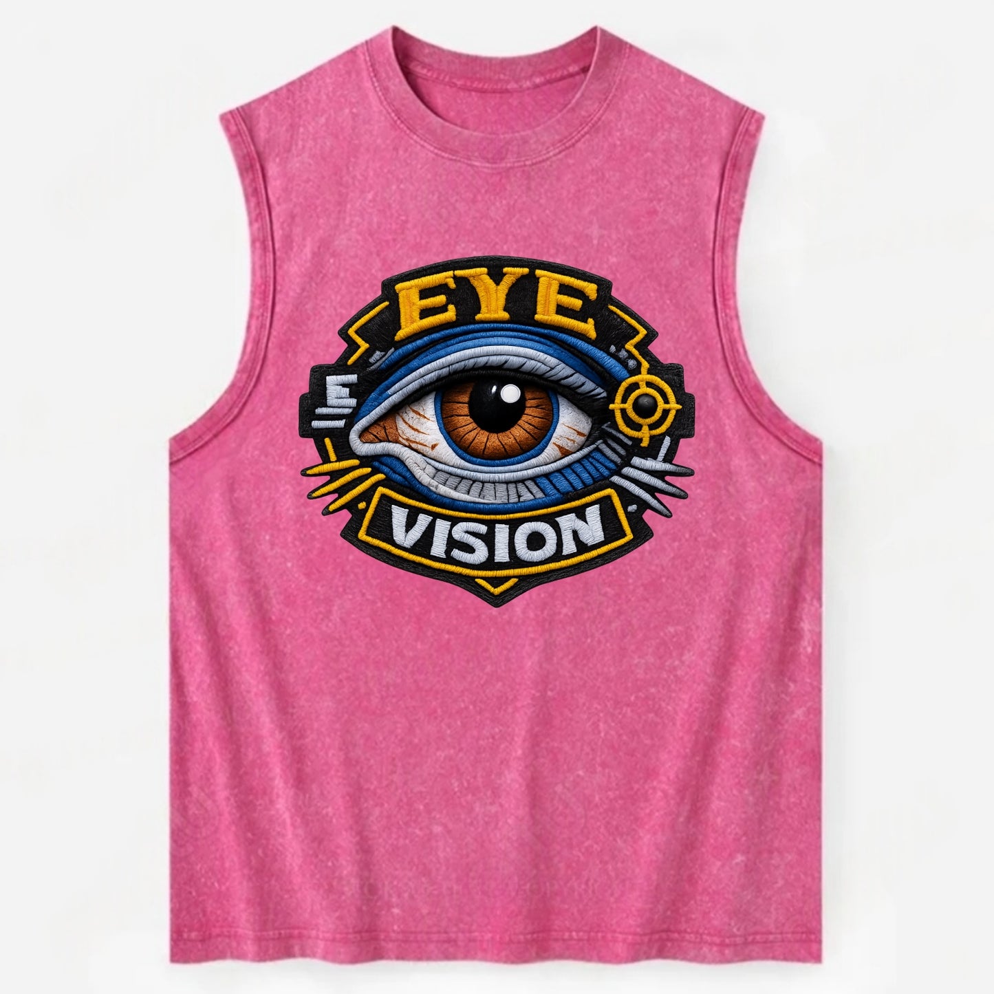 EYE VISION - anatomical eye in blue and brown , optometry - Vintage Washed Tank - Pink