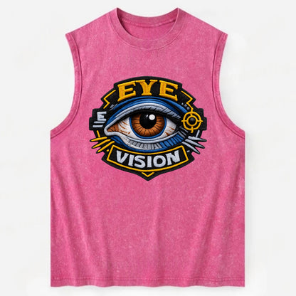 EYE VISION - anatomical eye in blue and brown , optometry - Vintage Washed Tank - Pink