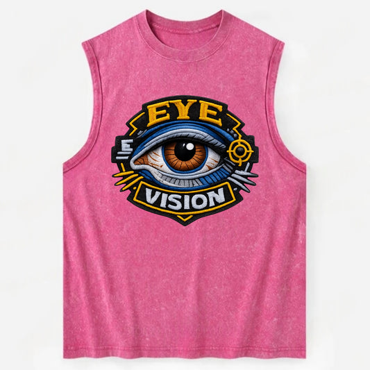 EYE VISION - anatomical eye in blue and brown , optometry - Vintage Washed Tank - Pink