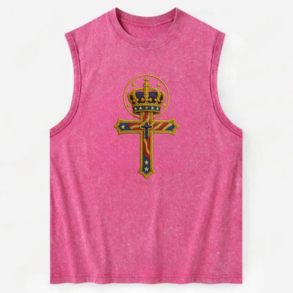 Cross and Crown  - Vintage Washed Tank - Pink